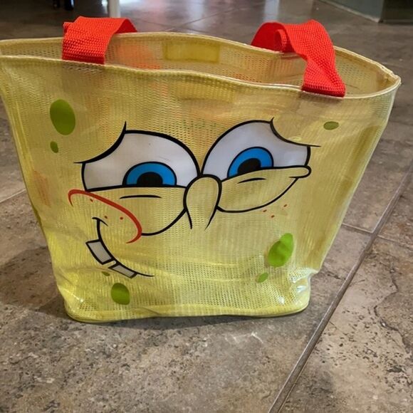 Nickelodeon Vintage 2005 SpongeBob SquarePants Vinyl Beach Bag Tote Old Stock - Picture 9 of 12